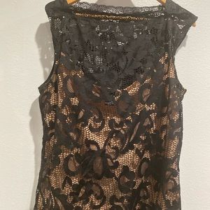 Black and tan lace blouse